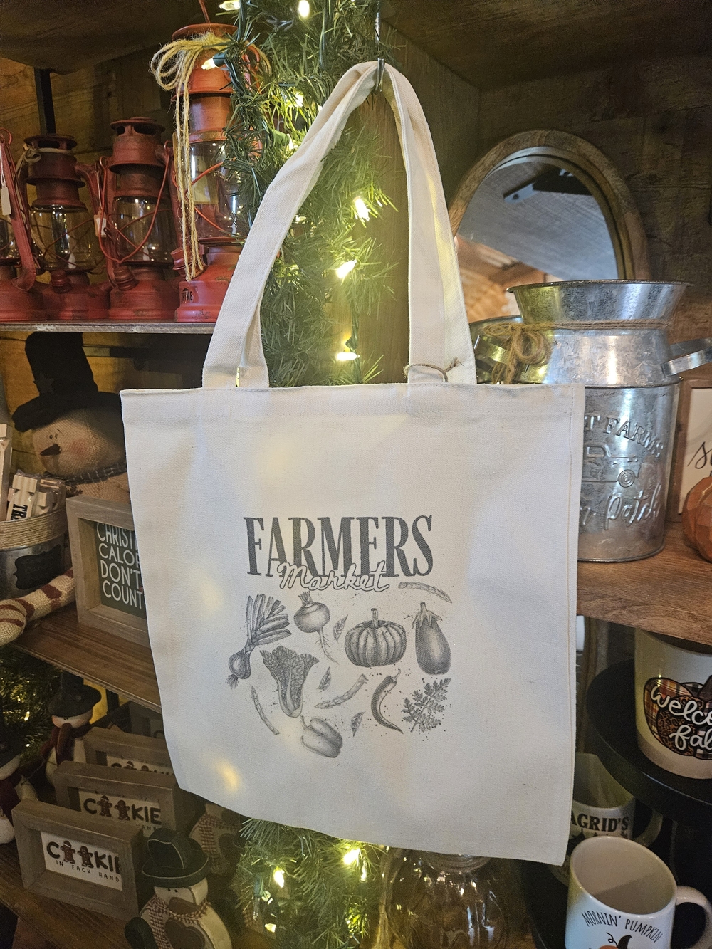 Farmers Market Canvas Tote Bag - Natural